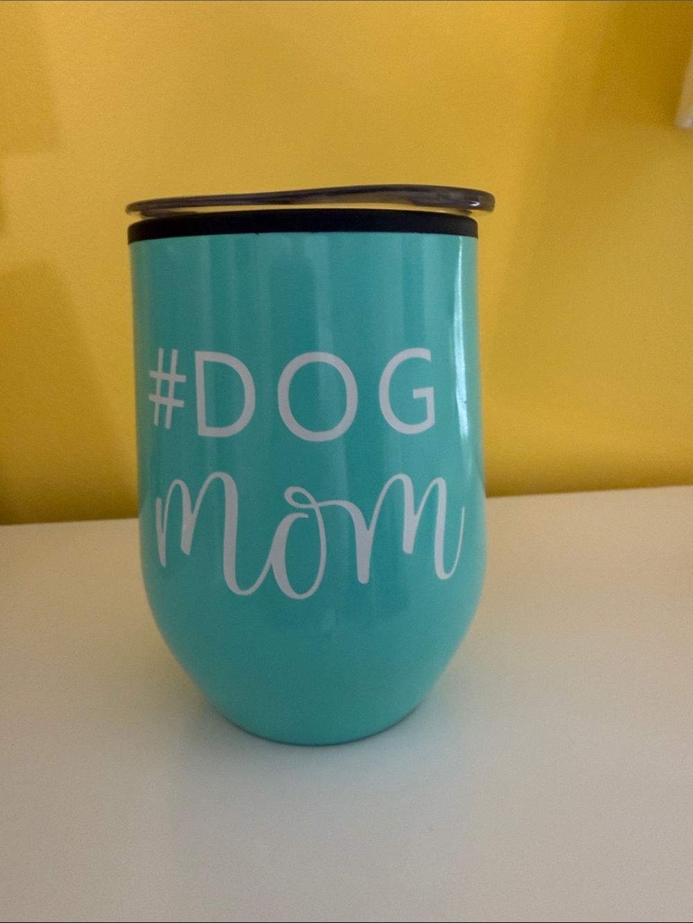 #DOG MOM Teal Stainless Stemless Tumbler - Travel Wine Cup